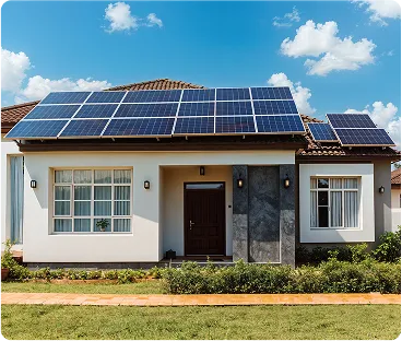 a bungalow with solar panels on its roof.